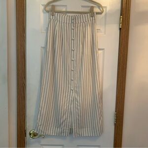 Striped White and Gray Button-Down Skirt